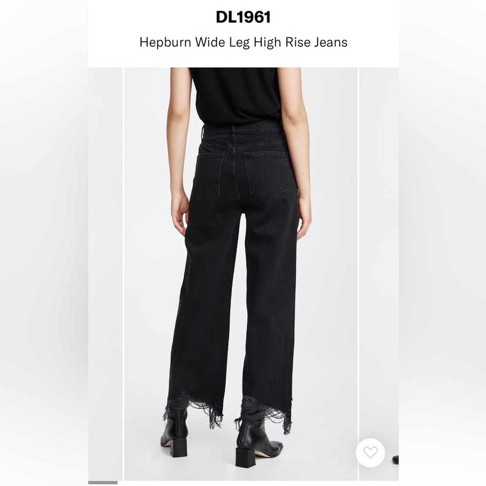 DL1961 Women's Black Wide Leg Jeans. Hepburn . Vintage, distressed hem . Size 30